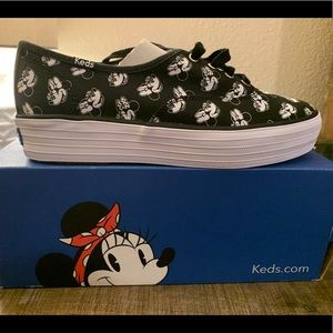 NEW Keds Triple Minnie Black Platform Shoes